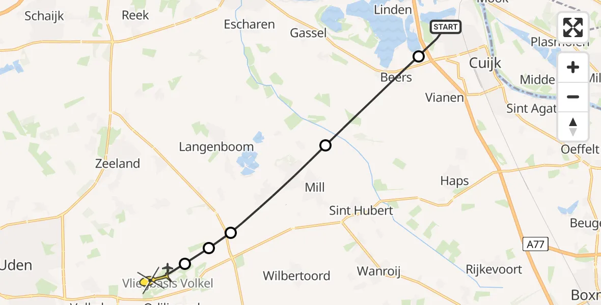 Routekaart van de vlucht: Lifeliner 3 naar Vliegbasis Volkel, Ewinkel