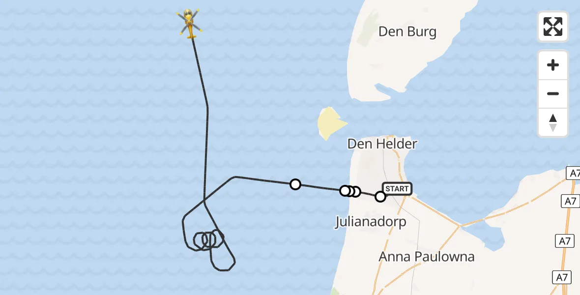 Vluchtroute  Vliegveld De Kooy - , 10 april 2024, 08:03