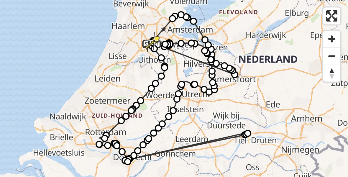 Vluchtroute Politiehelikopter van Schiphol naar Schiphol