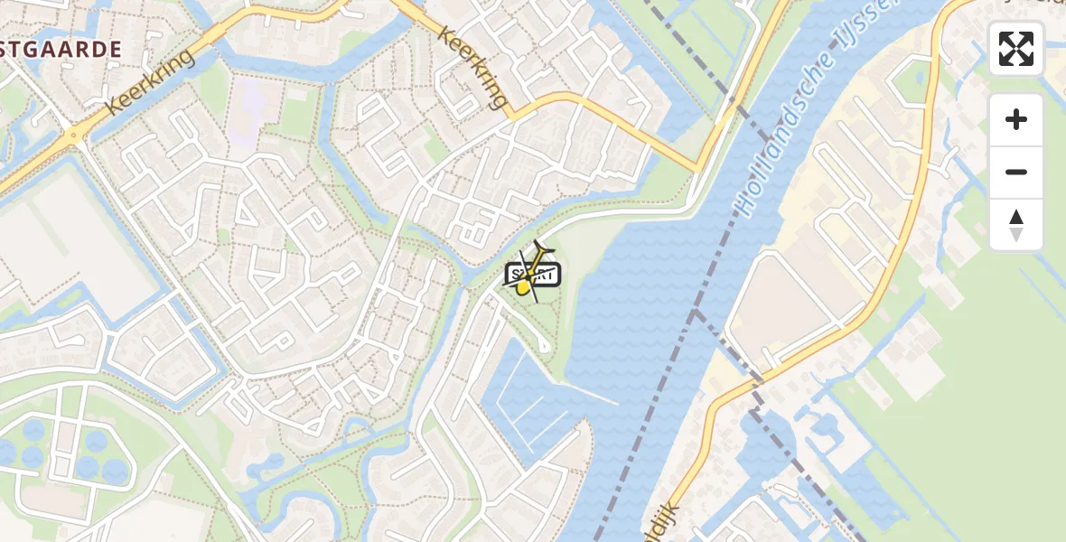 Routekaart van de vlucht: Traumahelikopter naar Capelle aan den IJssel, Groenedijk