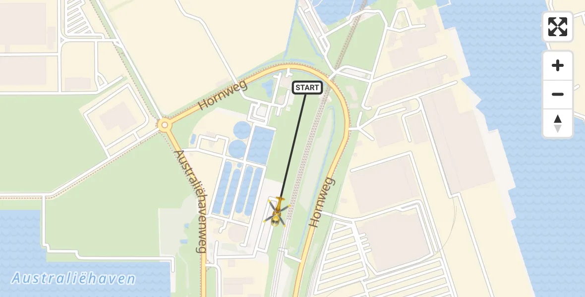 Vluchtroute Traumahelikopter van Amsterdam Heliport naar Amsterdam Heliport