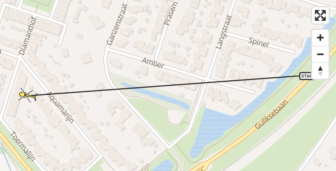 Routekaart van de vlucht: Traumahelikopter naar Venlo, Aquamarijn