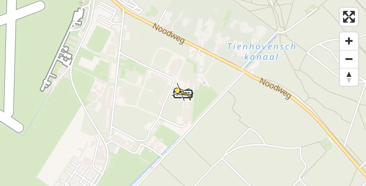 Routekaart van de vlucht: Politiehelikopter naar Vliegveld Hilversum, Noodweg