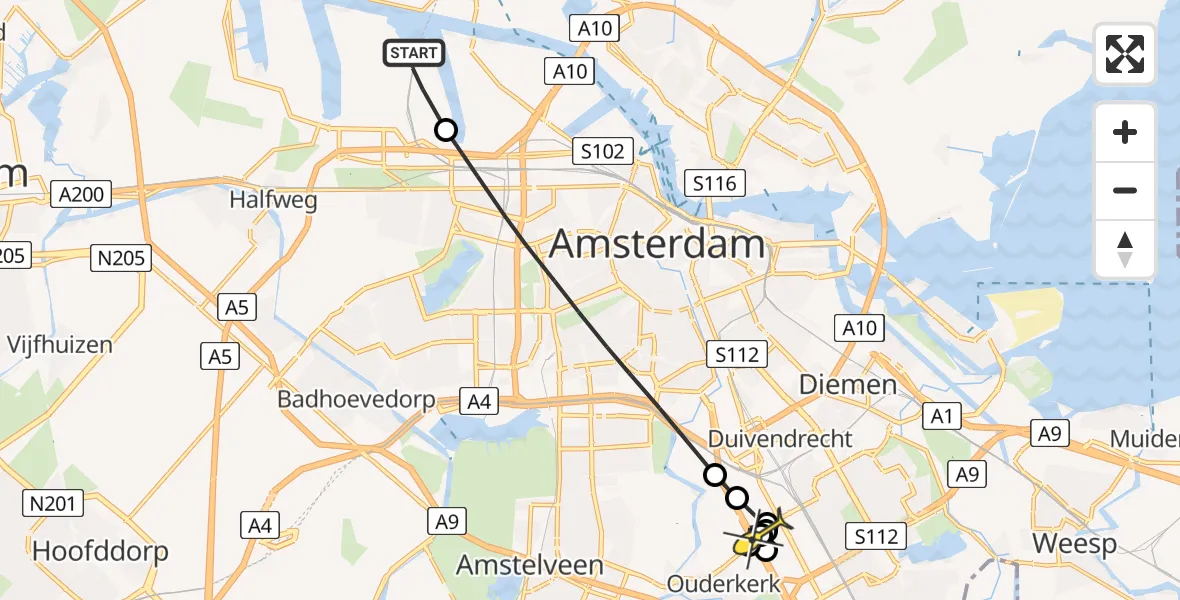 Routekaart van de vlucht: Lifeliner 1 naar Amsterdam, Naritaweg