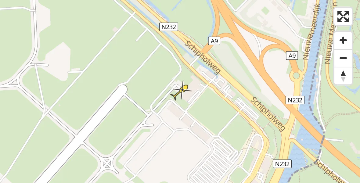 Vluchtroute Politiehelikopter van Schiphol naar Schiphol
