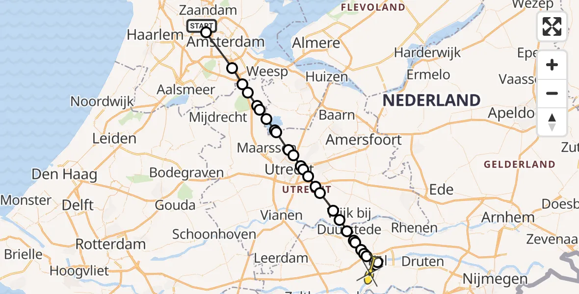 Routekaart van de vlucht: Lifeliner 1 naar Zennewijnen, Basisweg