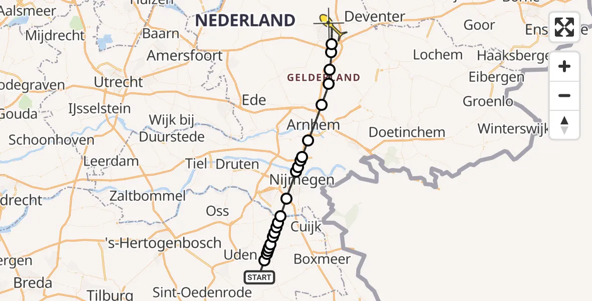 Routekaart van de vlucht: Lifeliner 3 naar Apeldoorn, Rievensche Loop