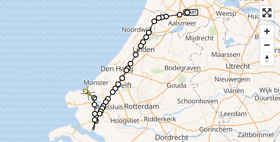 Routekaart van de vlucht: Politieheli naar Hoek van Holland, Ceintuurbaan