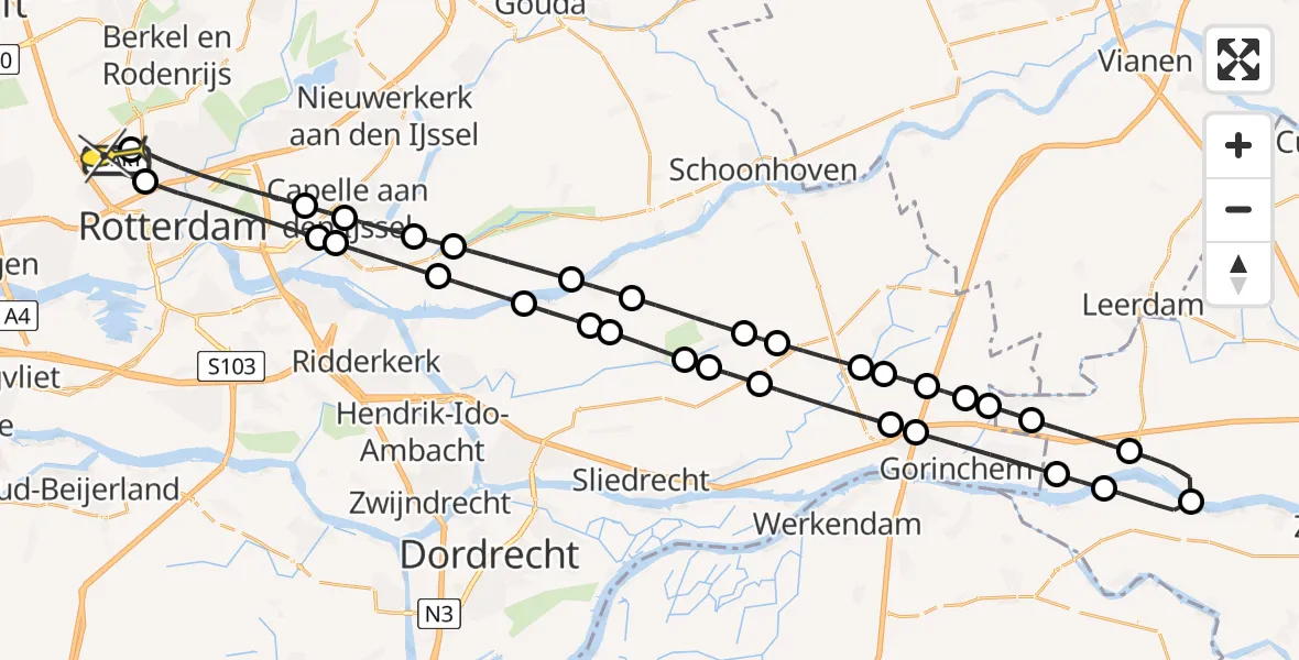 Routekaart van de vlucht: Lifeliner 2 naar Rotterdam The Hague Airport, Beekweg