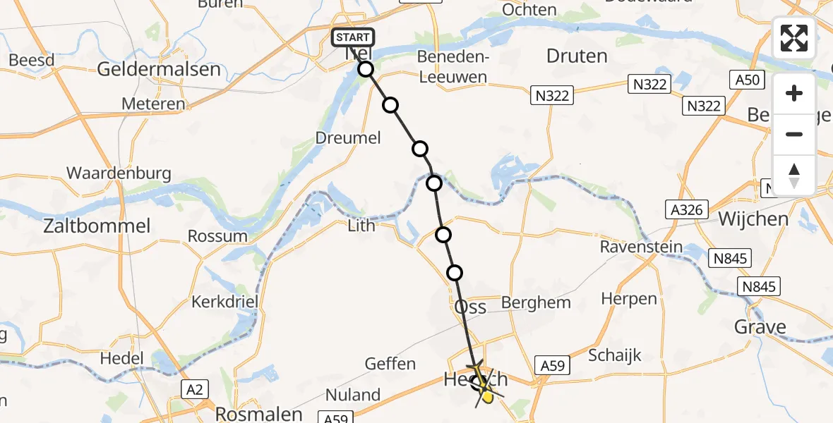 Routekaart van de vlucht: Lifeliner 3 naar Heesch, Westluidensestraat