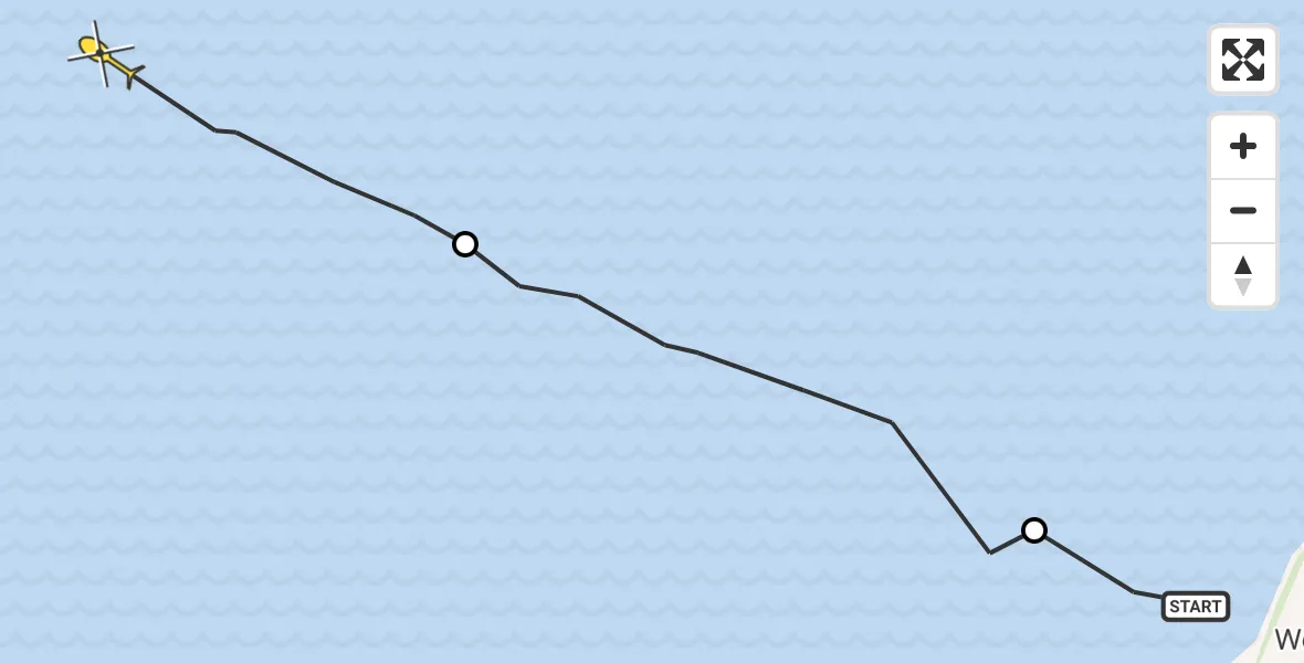 Routekaart van de vlucht: Ambulanceheli naar Formerum, Terschelling