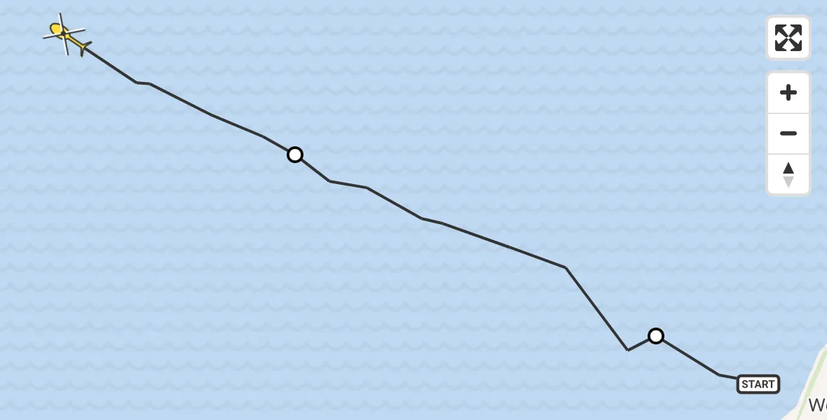 Routekaart van de vlucht: Ambulancehelikopter naar Formerum, Terschelling