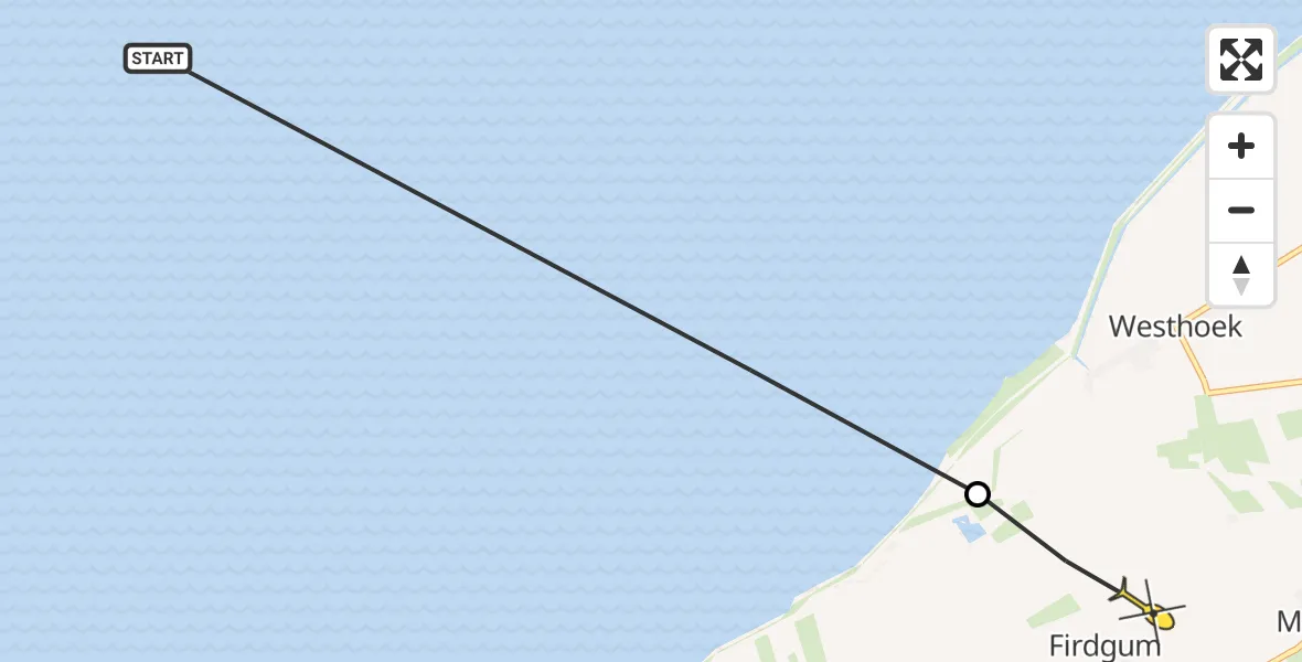 Routekaart van de vlucht: Ambulancehelikopter naar Minnertsga, Hearewei