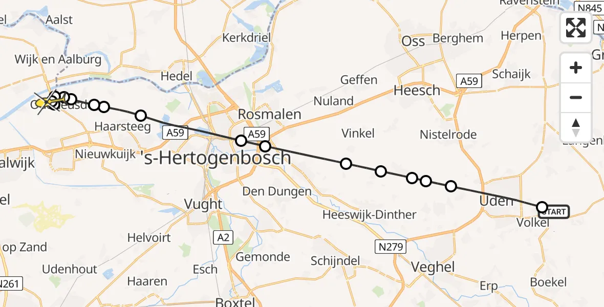 Routekaart van de vlucht: Lifeliner 3 naar Heesbeen, Zadelmakerstraat