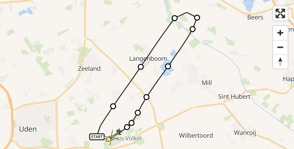 Routekaart van de vlucht: Lifeliner 3 naar Vliegbasis Volkel, Houtvennen