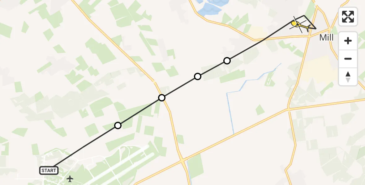 Routekaart van de vlucht: Lifeliner 3 naar Mill, Trentsedijk