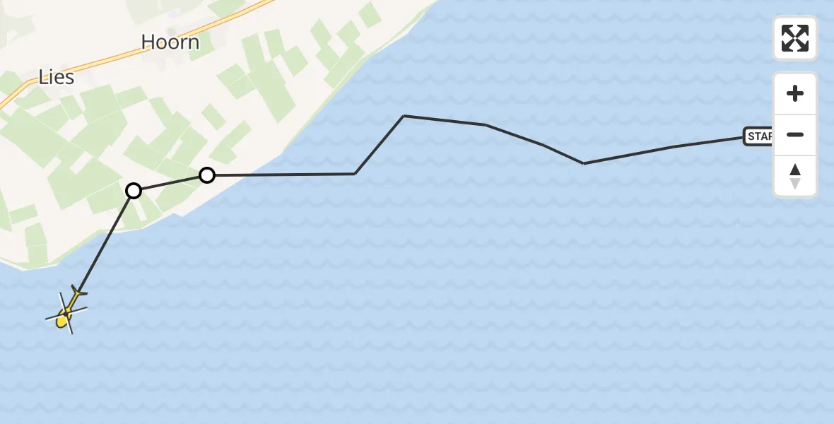 Routekaart van de vlucht: Ambulanceheli naar Formerum, De Keag