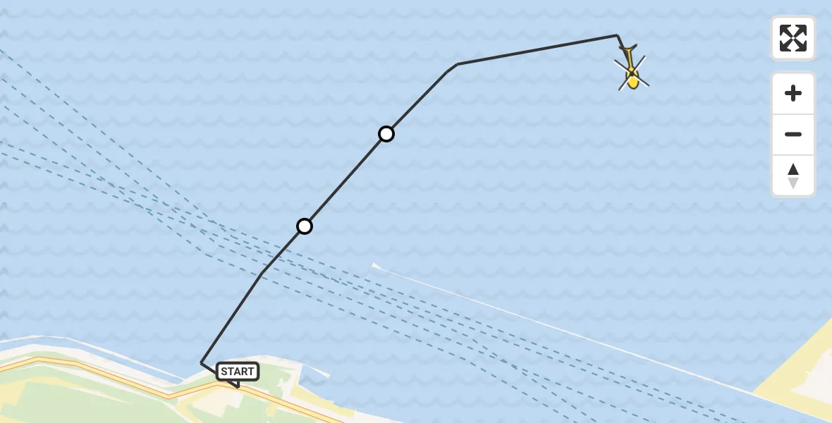 Routekaart van de vlucht: Kustwachthelikopter naar 