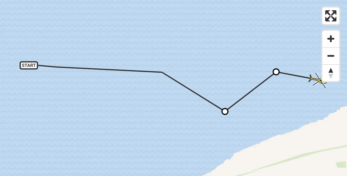 Routekaart van de vlucht: Ambulanceheli naar St.-Annaparochie, Vaarwater van de Zwarte Haan