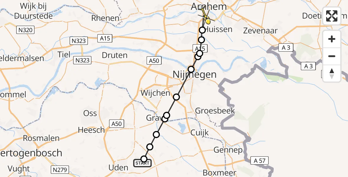 Routekaart van de vlucht: Lifeliner 3 naar Arnhem, Buntweg