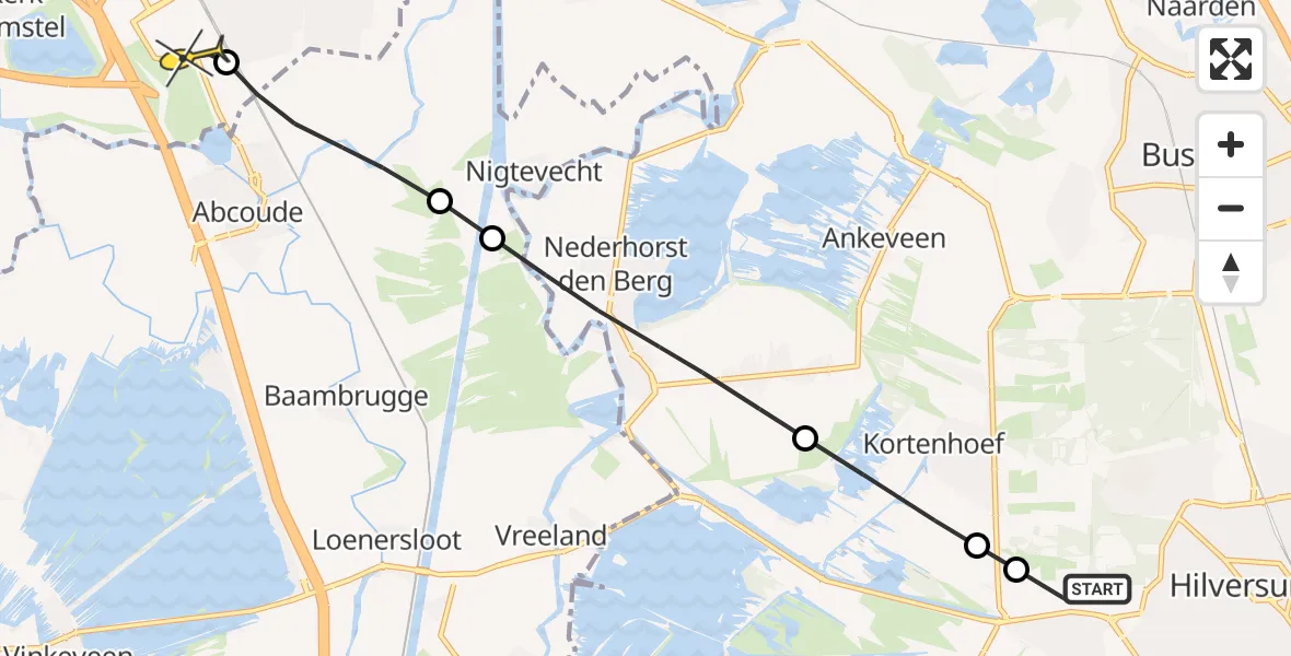 Routekaart van de vlucht: Lifeliner 1 naar Academisch Medisch Centrum (AMC), Helipad