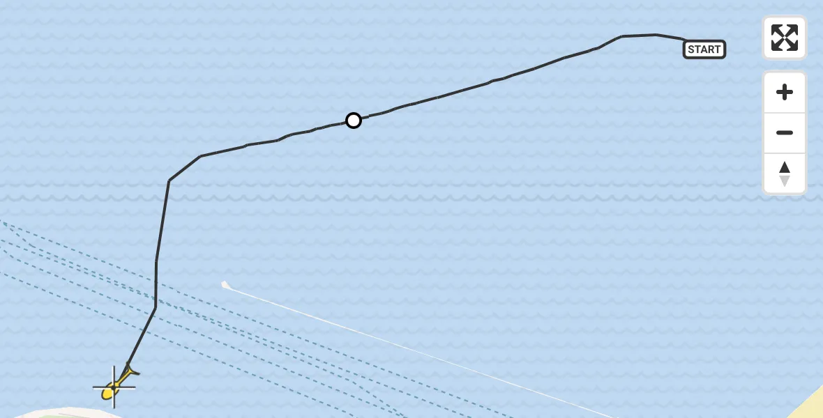 Routekaart van de vlucht: Kustwachthelikopter naar Maasvlakte, Maasgeul