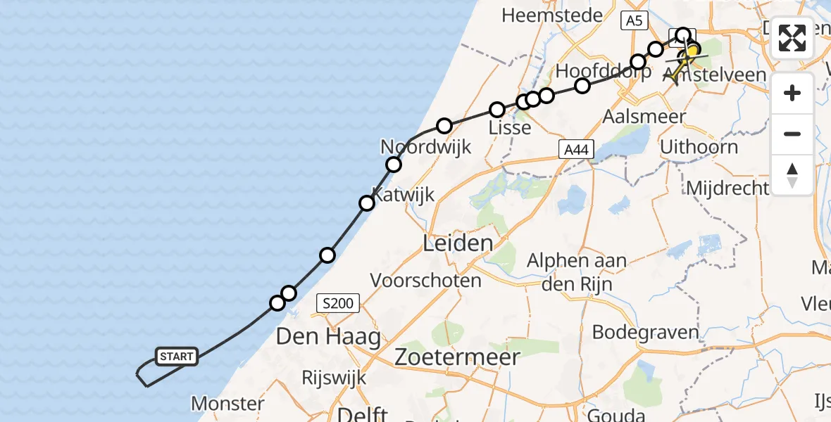 Routekaart van de vlucht: Politieheli naar Schiphol, Goede Ree