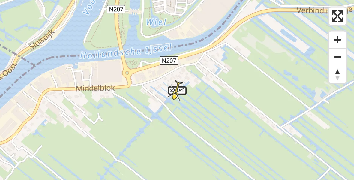 Routekaart van de vlucht: Traumahelikopter naar Gouderak, Middelblok