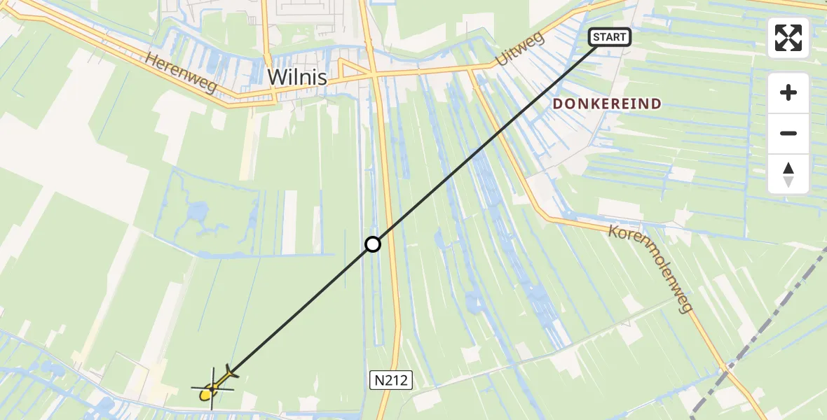 Routekaart van de vlucht: Politiehelikopter naar Wilnis, Wilnisse Zuwe