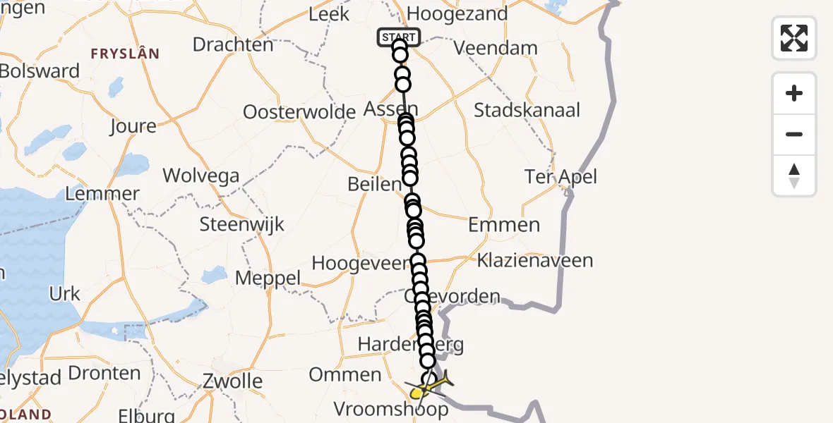 Routekaart van de vlucht: Lifeliner 4 naar Kloosterhaar, Norgerweg