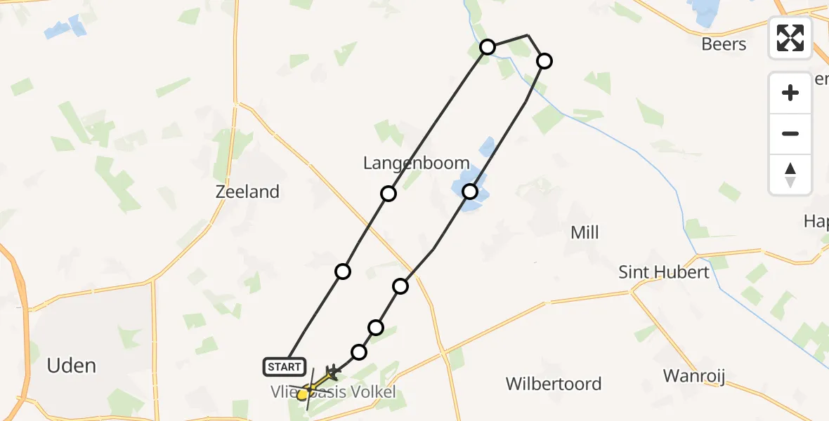 Routekaart van de vlucht: Lifeliner 3 naar Vliegbasis Volkel, Millsebaan