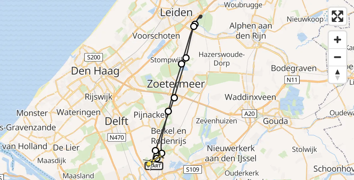 Routekaart van de vlucht: Lifeliner 2 naar Rotterdam The Hague Airport, A16 Rotterdam