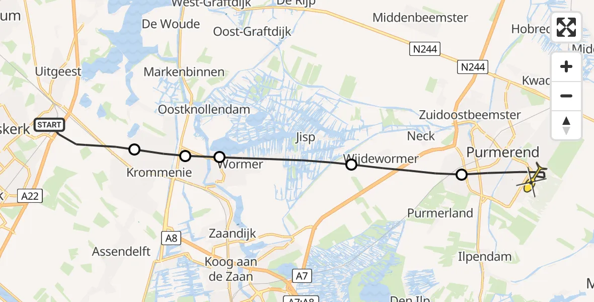 Routekaart van de vlucht: Lifeliner 1 naar Purmerend, Sellingerbos