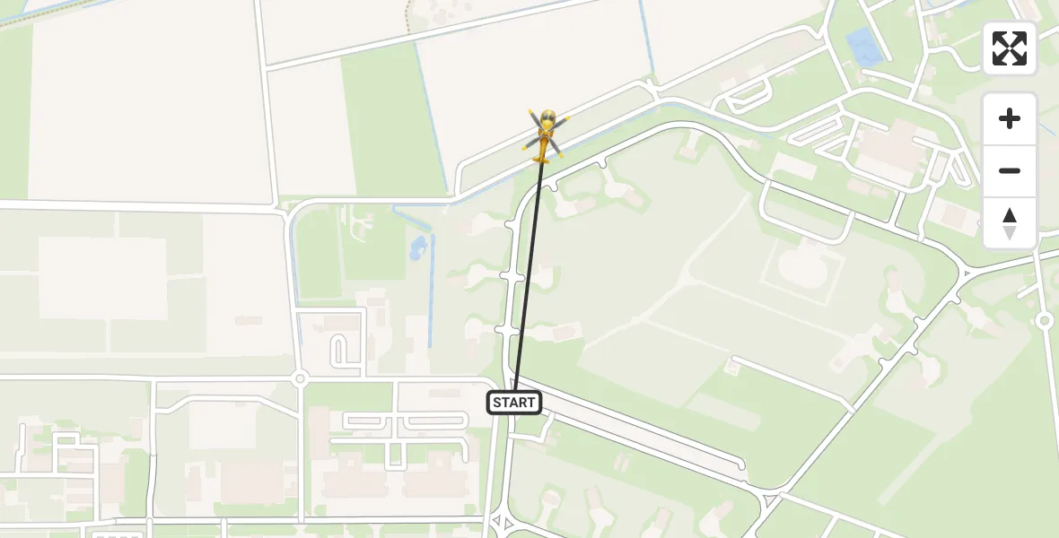 Vluchtroute Traumahelikopter van Vliegbasis Volkel naar Vliegbasis Volkel