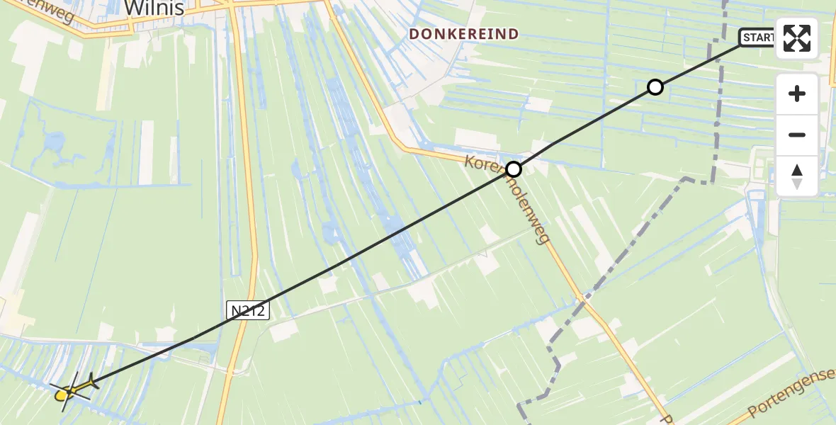 Routekaart van de vlucht: Politiehelikopter naar Wilnis, Veldhuisweg