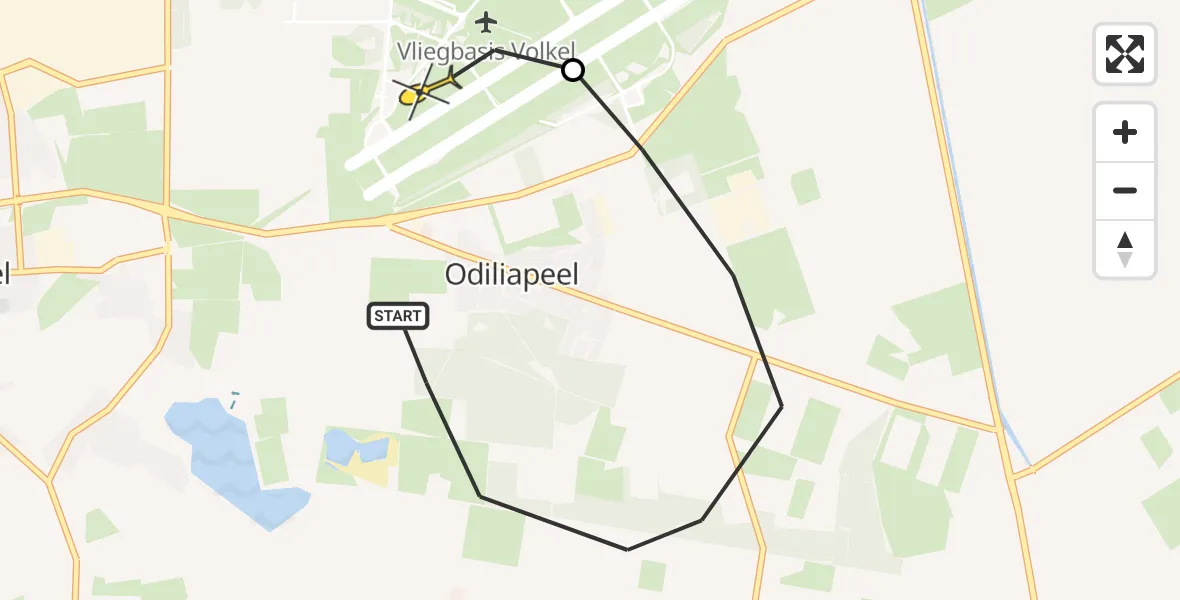 Routekaart van de vlucht: Lifeliner 3 naar Vliegbasis Volkel, Hemelrijkstraat