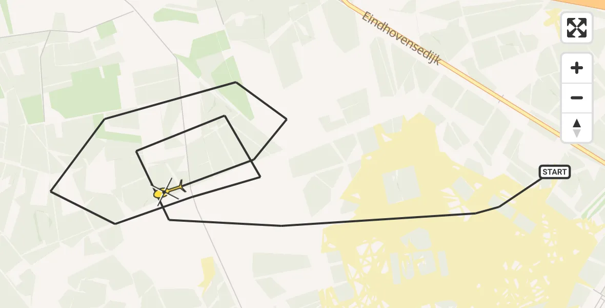 Routekaart van de vlucht: Politieheli naar Oirschot, Wintelresedijk