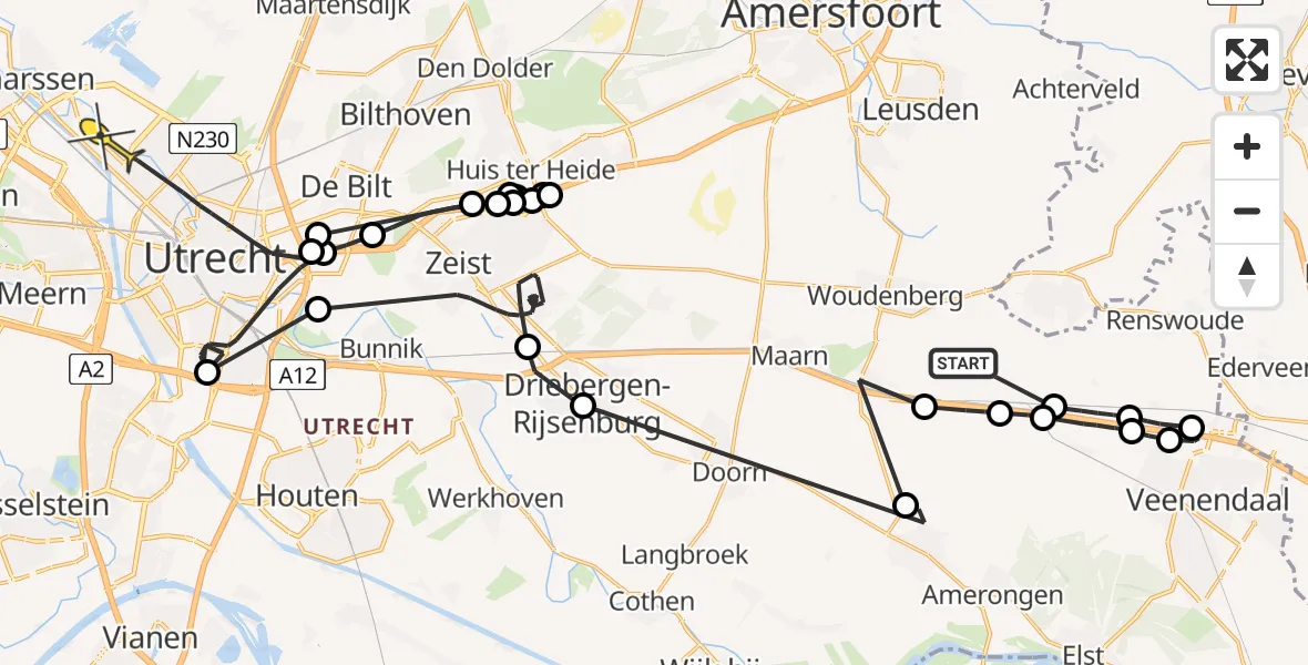 Routekaart van de vlucht: Politieheli naar Utrecht, Heuvelse Steeg