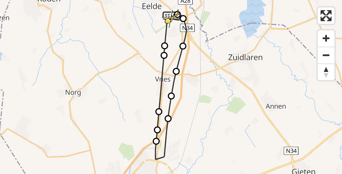 Routekaart van de vlucht: Lifeliner 4 naar Groningen Airport Eelde, Moespot