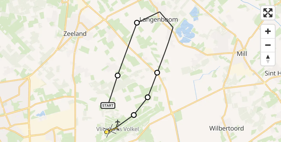 Routekaart van de vlucht: Lifeliner 3 naar Vliegbasis Volkel, Trentsedijk