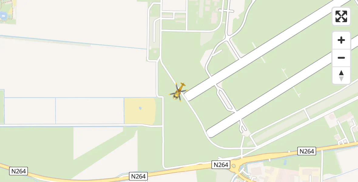 Vluchtroute Traumahelikopter van Vliegbasis Volkel naar Vliegbasis Volkel