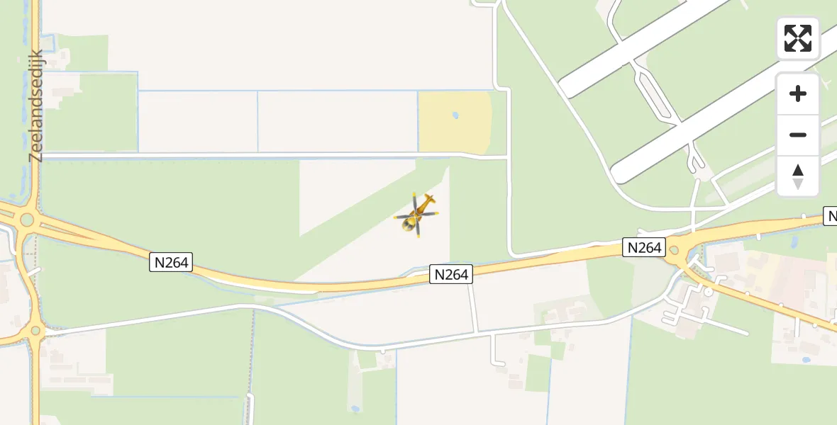 Vluchtroute Traumahelikopter van Vliegbasis Volkel naar Vliegbasis Volkel