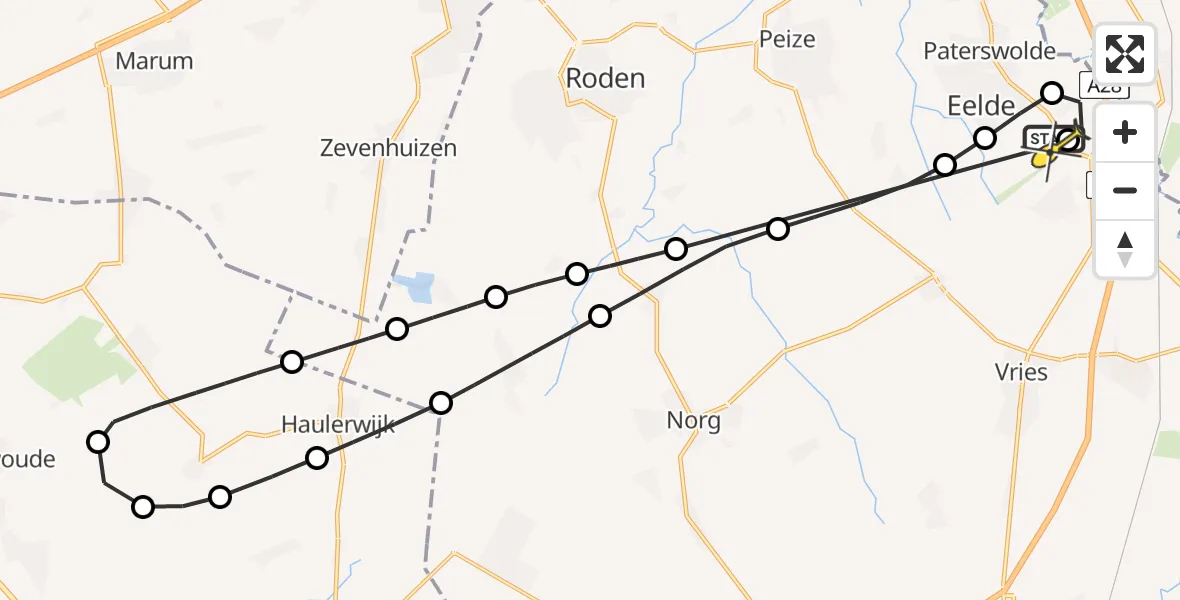 Routekaart van de vlucht: Lifeliner 4 naar Groningen Airport Eelde, Broekland