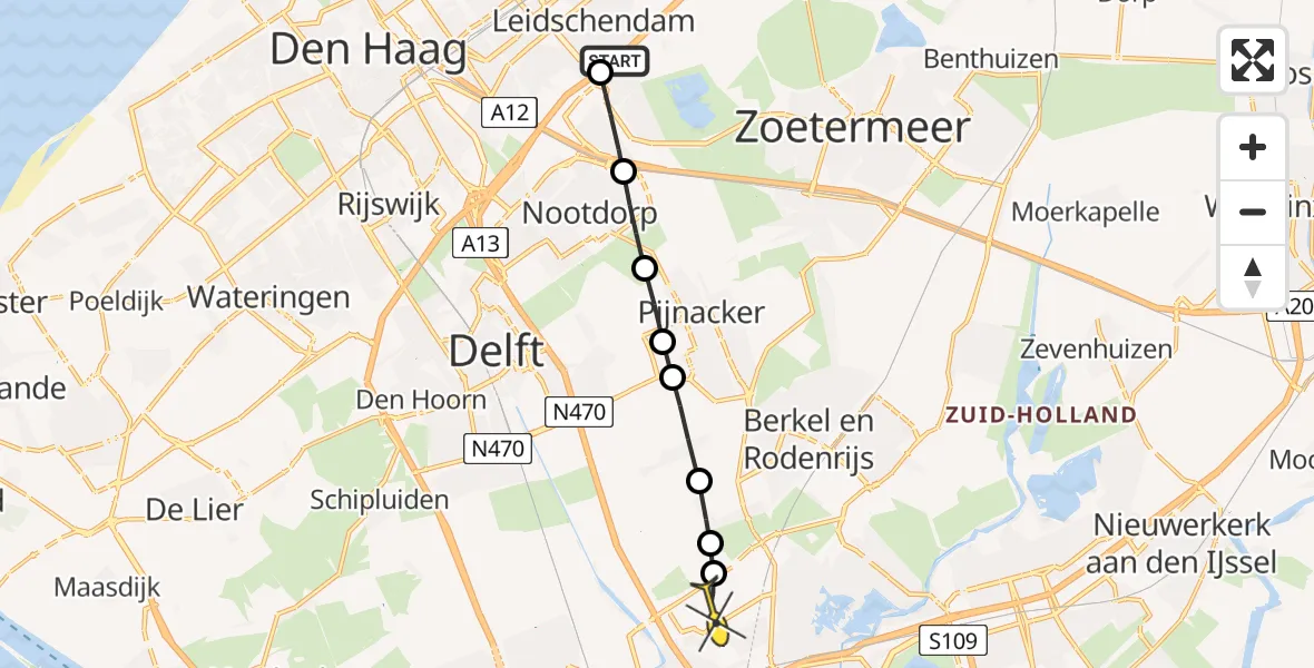 Routekaart van de vlucht: Lifeliner 2 naar Rotterdam The Hague Airport, Laan van Leidschenveen