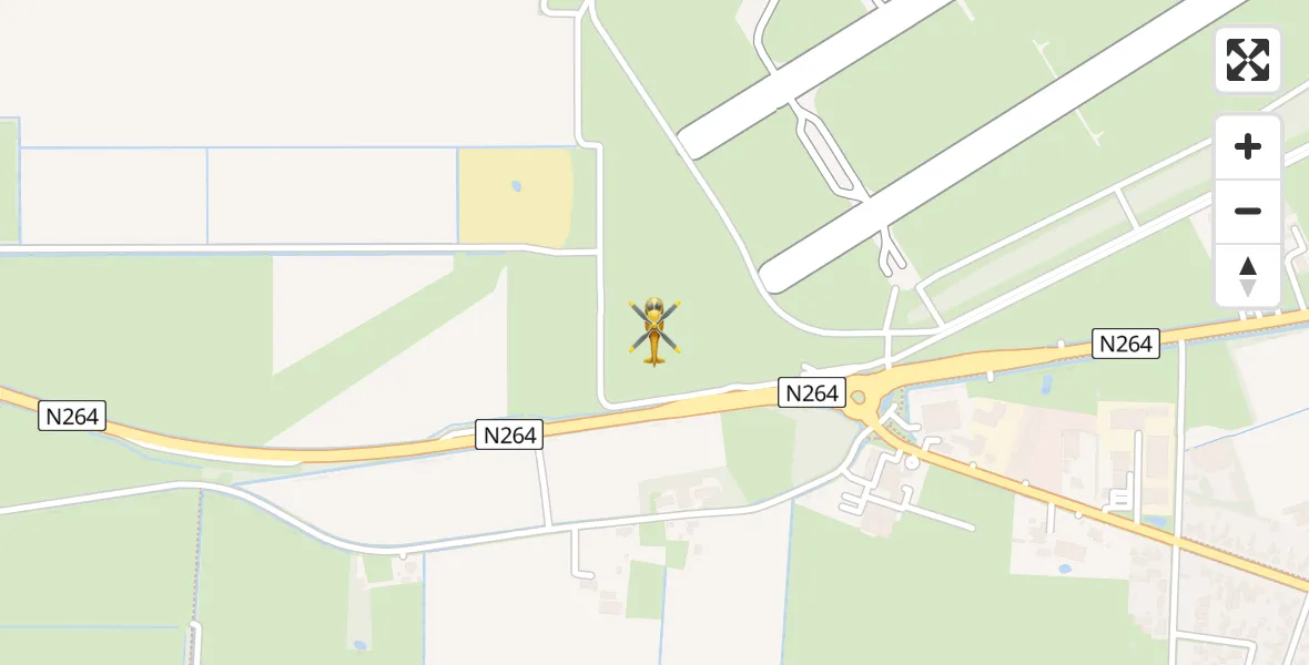 Vluchtroute Traumahelikopter van Vliegbasis Volkel naar Vliegbasis Volkel
