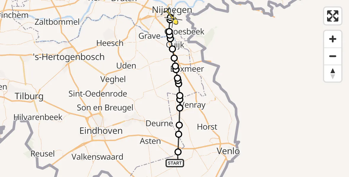 Routekaart van de vlucht: Lifeliner 3 naar Radboud Universitair Medisch Centrum, Steegstraat