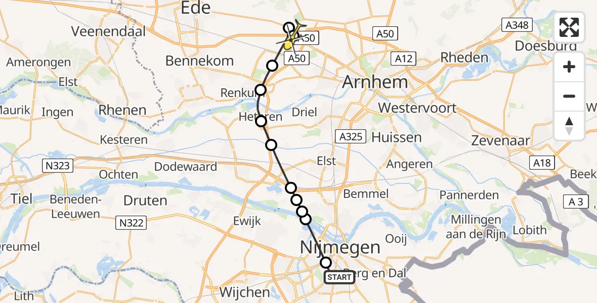 Routekaart van de vlucht: Lifeliner 3 naar Wolfheze, Hertstraat