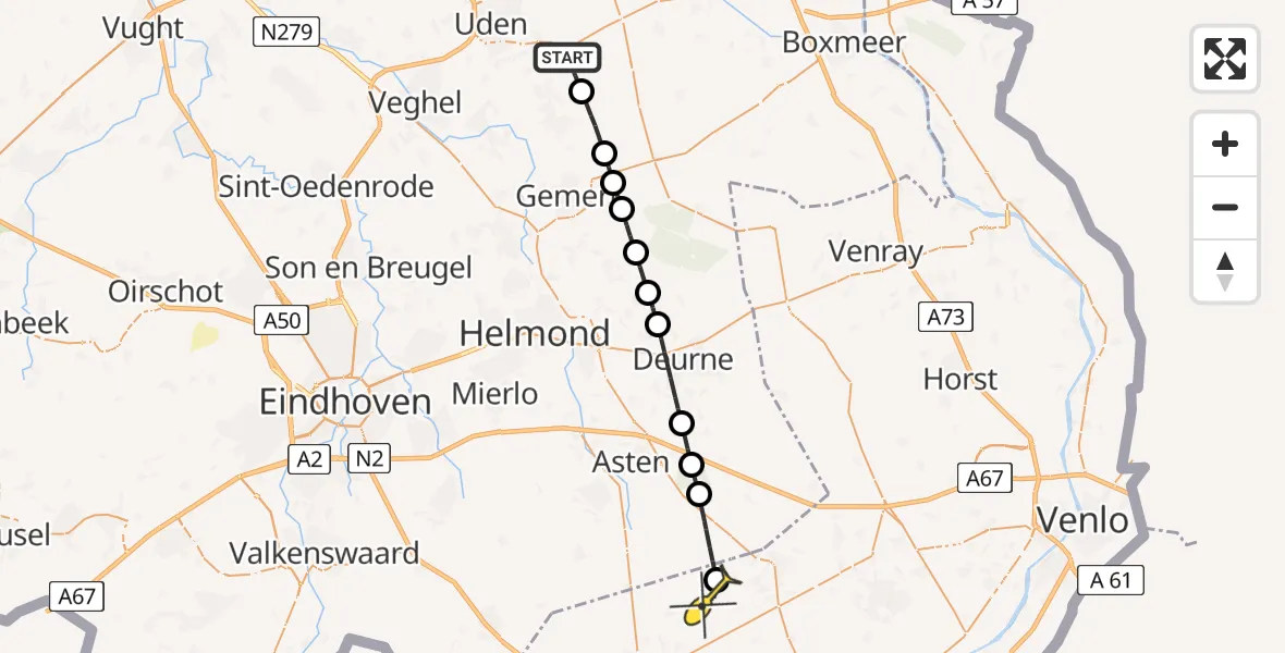 Routekaart van de vlucht: Lifeliner 3 naar Ospel, Scheidingsweg
