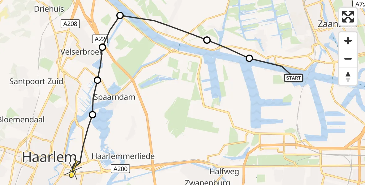 Routekaart van de vlucht: Lifeliner 1 naar Haarlem, Mooie Nelpad