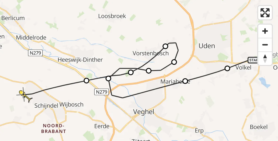 Routekaart van de vlucht: Lifeliner 3 naar Schijndel, Vloetstraat